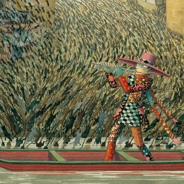 An illustration from the Pied Piper of Hamelin by Emma Chicester-Clark